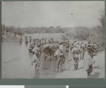 Column crossing river, Cabo Delgado, Mozambique, August 1918